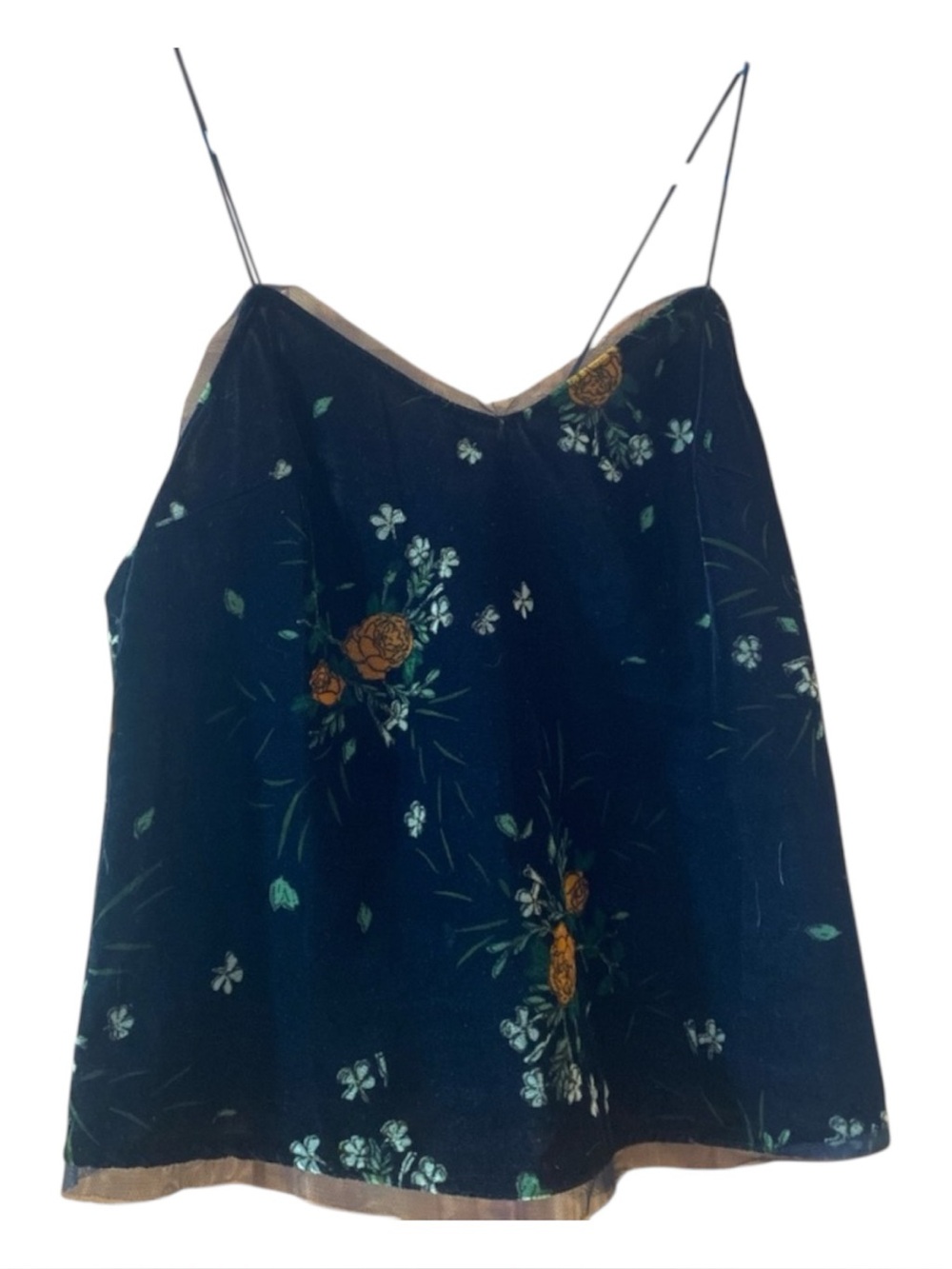Zara Velvet Floral Cami Top Sheer Mesh Y2K Grunge Size S